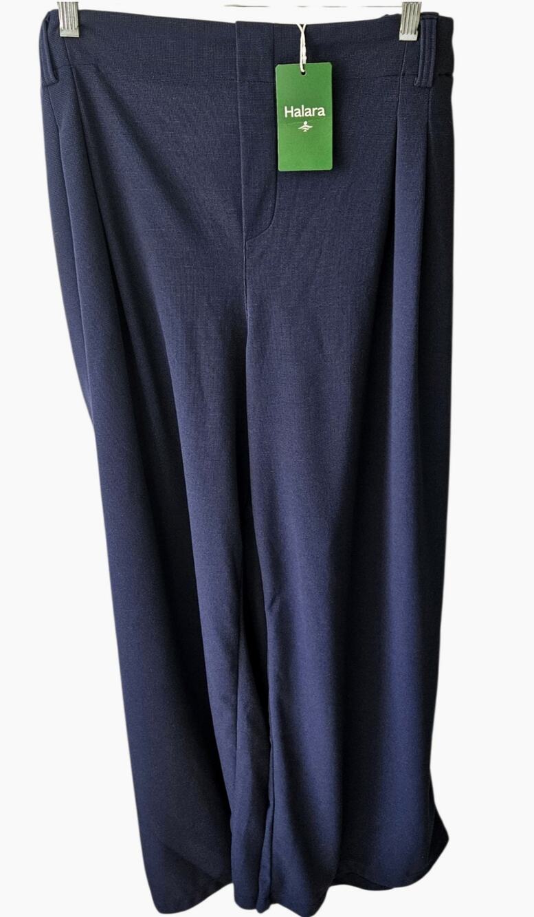 HALARA Flex Waffle Knit Navy Blue Relaxed Fit Wide Leg Pants Women’s SZ 2X NWT